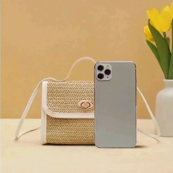 ⚠️Clearance Woven Mini Crossbody Bag Apricot - Picture 3 of 6